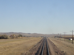 First badlands ridge through rear window